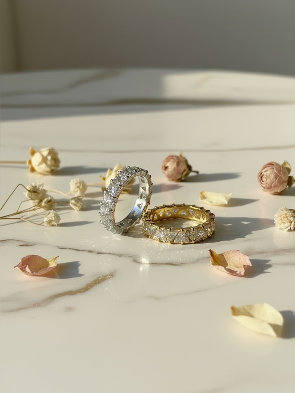 Triangle Zircon Eternity Band Ring —  Gold PVD Non Tarnish Waterproof Hypoallerg